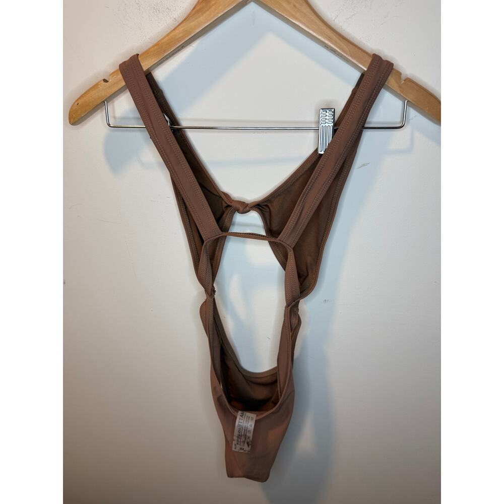 Matte Collection Brown Cutout Knot Monokini One Piece Swimsuit Size S - Picture 2 of 3